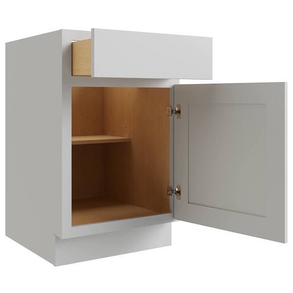 Cnc Cabinetry Luxor 15" Base Cabinet, Right Hinge Door, Shaker Misty Grey