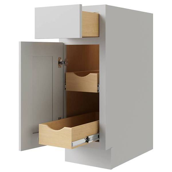 Cnc Cabinetry Luxor 21" Base Cabinet, 2 Pull Out, Left Hinge, Shaker Misty Grey