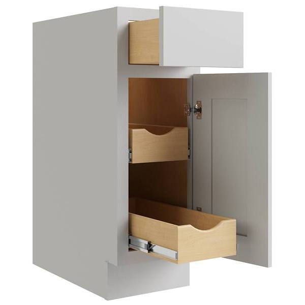 Cnc Cabinetry Luxor 18" Base Cabinet, 2 Pull Out, Right Hinge, Shaker Misty Grey