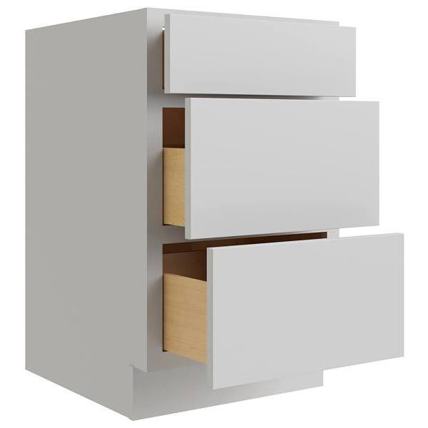 Cnc Cabinetry Luxor 15" 3-Drawer Base Cabinet, Ada Height, Shaker Misty Grey
