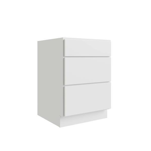Cnc Cabinetry Luxor 18" 3-Drawer Base Cabinet, Ada Height, Shaker White