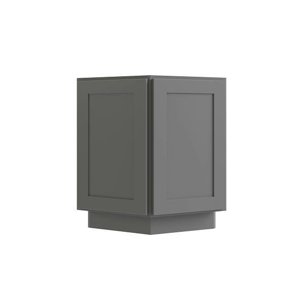 Cnc Cabinetry Luxor 1-Door Base End Cabinet, Ada, Right, 9", Shaker Misty Grey