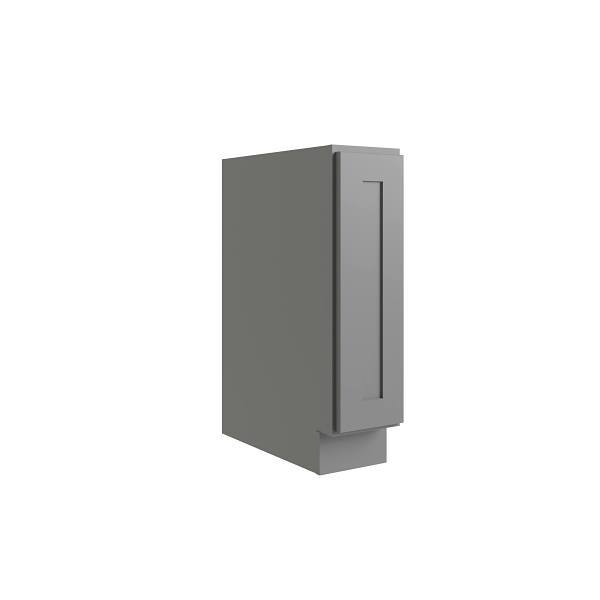 Cnc Cabinetry Luxor 1-Door Base Cabinet, Full Height, Right 9" Shaker Misty Grey