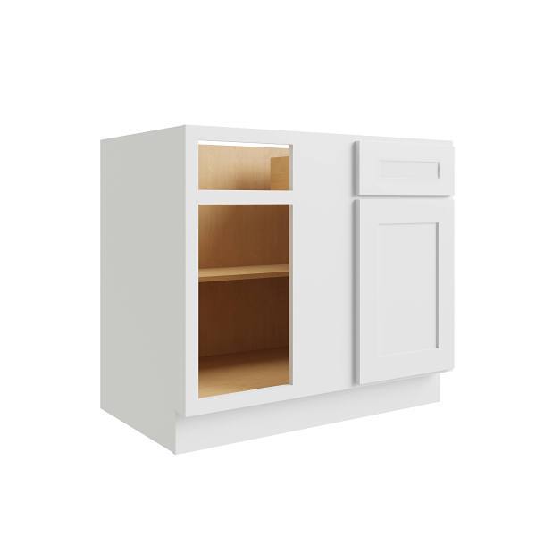 Cnc Cabinetry Luxor 45" Blind Base Cabinet, 5-Pc, Left Drawer, Shaker White
