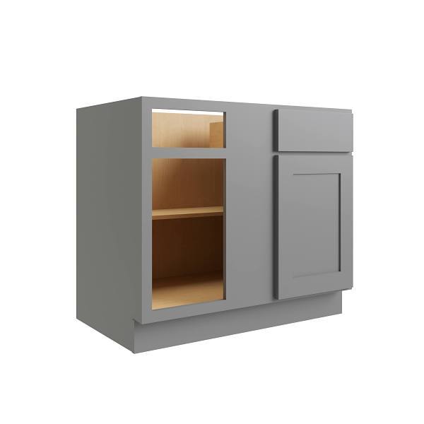 Cnc Cabinetry Luxor 36" Blind Base Cabinet, Left Hinge, Shaker Misty Grey