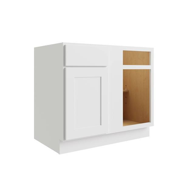 Cnc Cabinetry Luxor 36" Blind Base Cabinet, Ada, Right Hinge, Shaker White