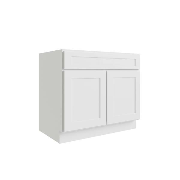 CNC Cabinetry Luxor 2-Door Base Cabinet, 5-Pc Drawer, 24"W, Shaker White