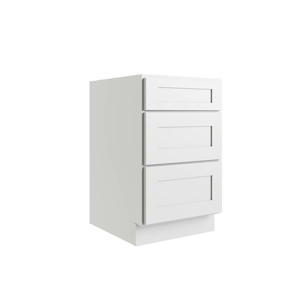 Cnc Cabinetry Luxor 12" 3-Drawer Base Cabinet, Ada, 5-Pc Drawer, Shaker White
