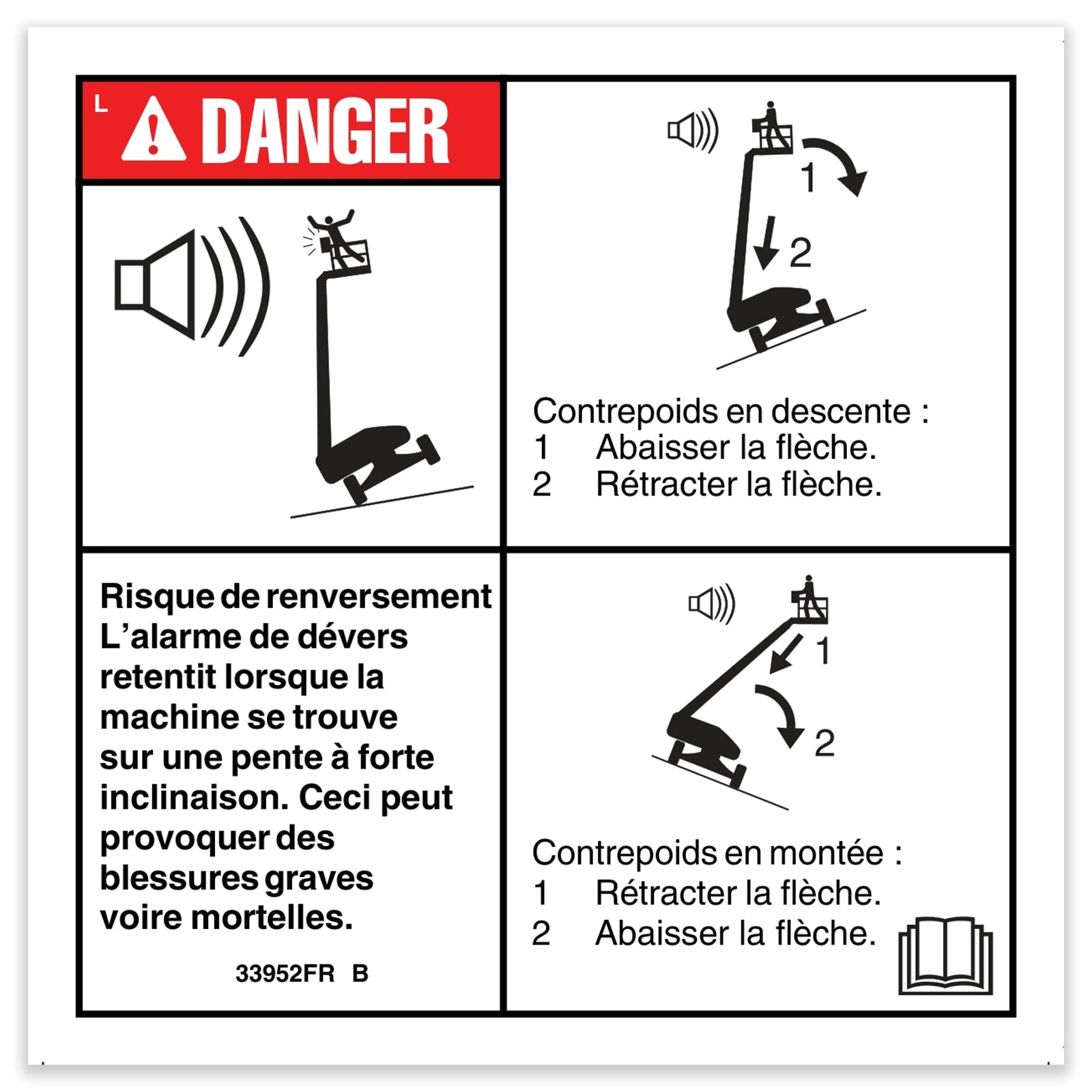 Genie Part # 33952FRGT – Decal, Danger, Tilt Alarm