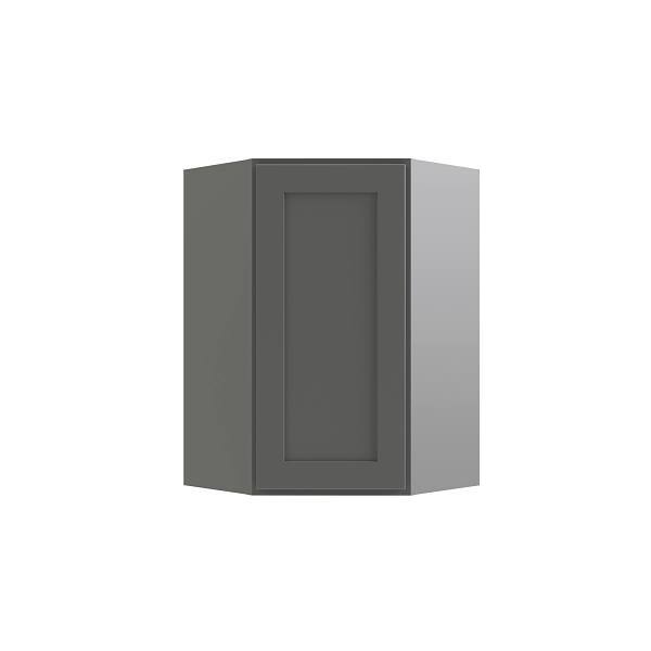CNC Cabinetry Luxor Diagonal Corner Wall Cabinet, 24"W X 30"H, Shaker Misty Grey