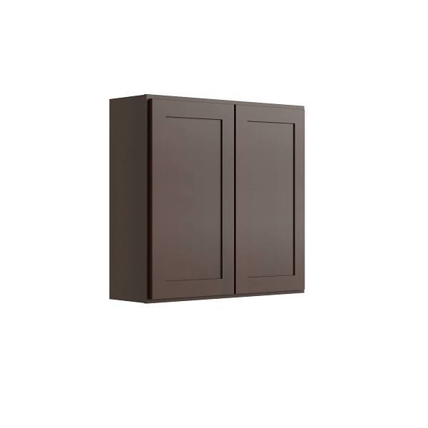 CNC Cabinetry Luxor 2-Door Wall Cabinet, 42"W X 30"H X 12"D, Shaker Espresso