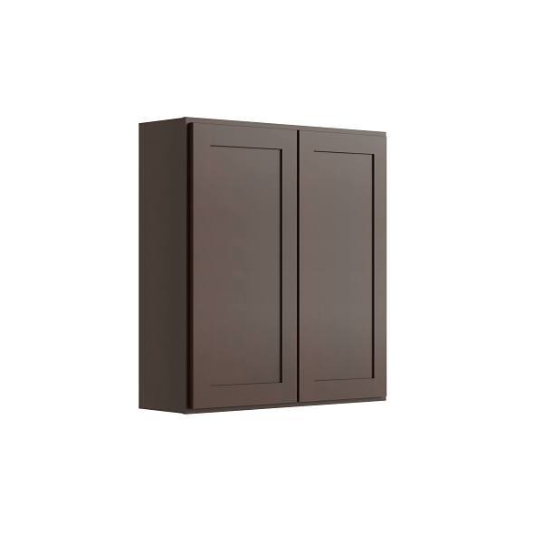 CNC Cabinetry Luxor 2-Door Wall Cabinet, 42"W X 36"H X 12"D, Shaker Espresso