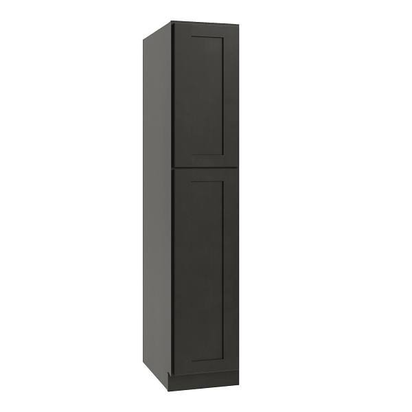 CNC Cabinetry Utility Cabinet, 4 Pull Out, Left, 18"W X 96"H, Shaker Smoky Grey