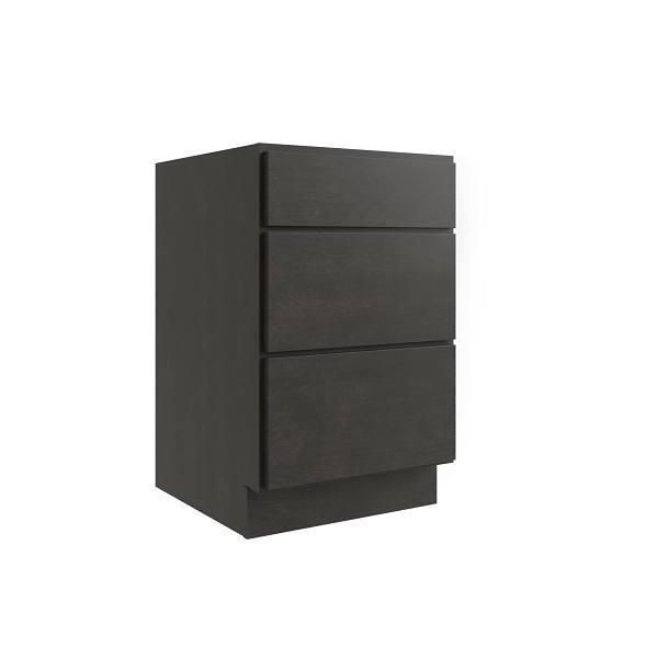 Cnc Cabinetry Luxor 18" 3-Drawer Base Cabinet, Ada Height, Shaker Smoky Grey