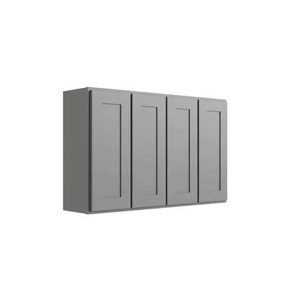 CNC Cabinetry Luxor 4-Door Wall Cabinet, 54"W X 30"H X 12"D, Shaker Misty Grey
