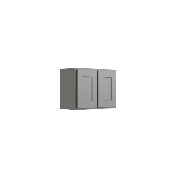 CNC Cabinetry Luxor 2-Door Wall Cabinet, 27"W X 18"H X 12"D, Shaker Misty Grey