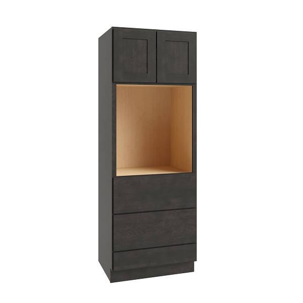 CNC Cabinetry Luxor Single Oven Cabinet, 30"W X 90"H X 24"D, Shaker Smoky Grey