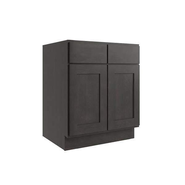 CNC Cabinetry Luxor 2-Door Base Cabinet, ADA Height, 33"W, Shaker Smoky Grey