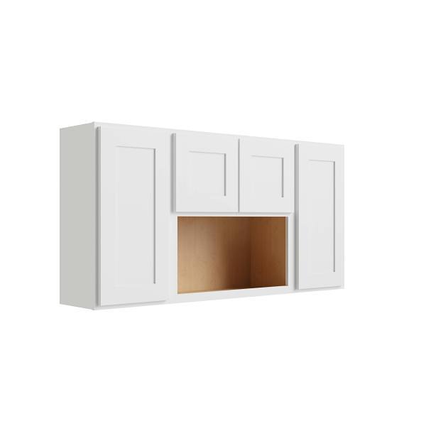 CNC Cabinetry Luxor 4-Door Wall Cabinet, 60"W X 30"H X 12"D, Shaker White