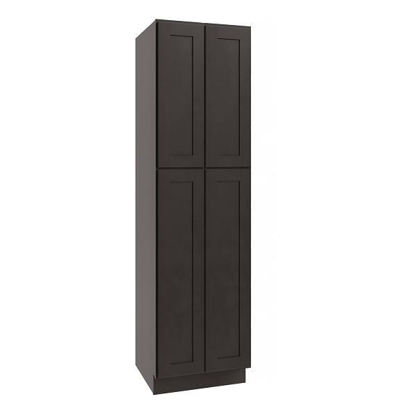 CNC Cabinetry Luxor Utility Cabinet, 4 Pull Out, 24"W X 84"H, Shaker Smoky Grey