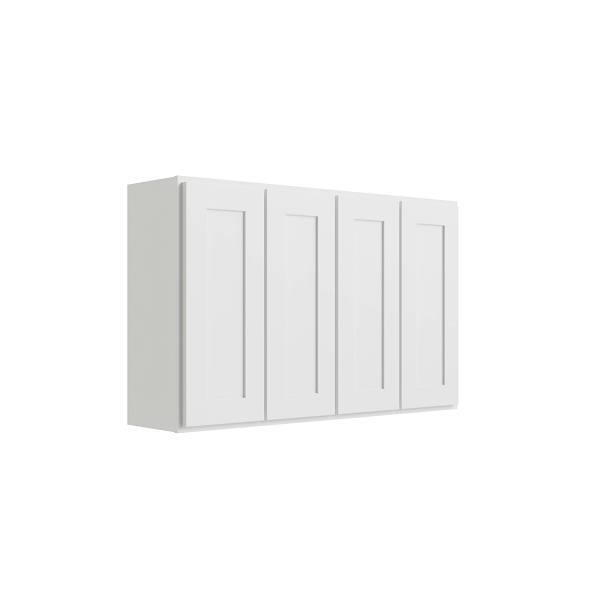CNC Cabinetry Luxor 4-Door Wall Cabinet, 54"W X 30"H X 12"D, Shaker White