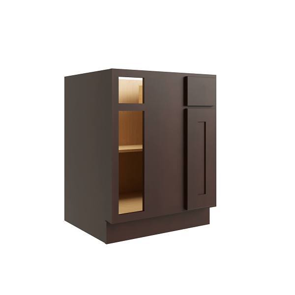 Cnc Cabinetry Luxor 36" Blind Base Cabinet, Ada, Left Hinge, Shaker Espresso