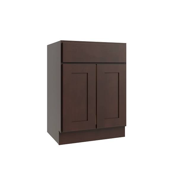 CNC Cabinetry Luxor 2-Door Base Cabinet, ADA Height, 24"W, Shaker Espresso