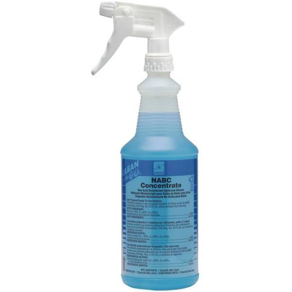 Spartan Translucent 32 Oz. Spray Bottle W/ Trigger Sprayer, Clean on the Go, NABC Concentrate 1, Case Of 12