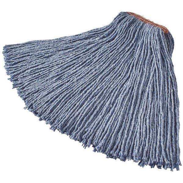 Rubbermaid Commercial 20 Oz. Cotton Blend Wet Mop Head, Cut-End, 1 In. Headband, Blue, 12-Case