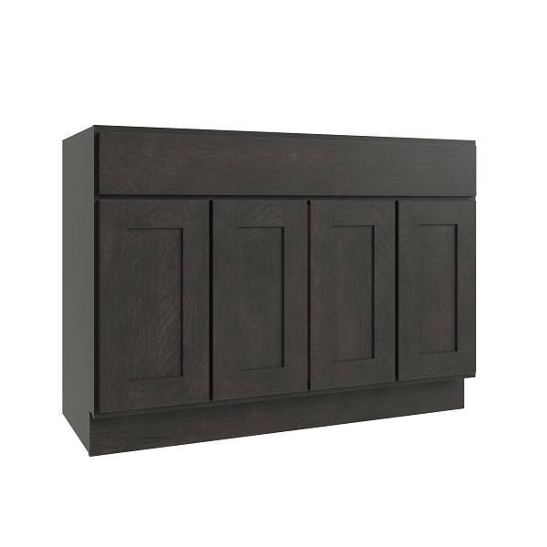 CNC Cabinetry Luxor Vanity Base Cabinet, 48"W X 34.5"H X 21"D, Shaker Smoky Grey