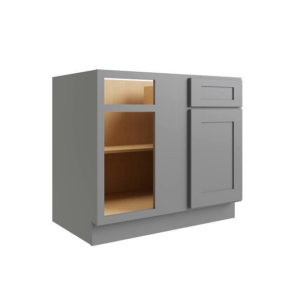 Cnc Cabinetry Luxor 36" Blind Base Cabinet, 5-Pc, Left, Shaker Misty Grey