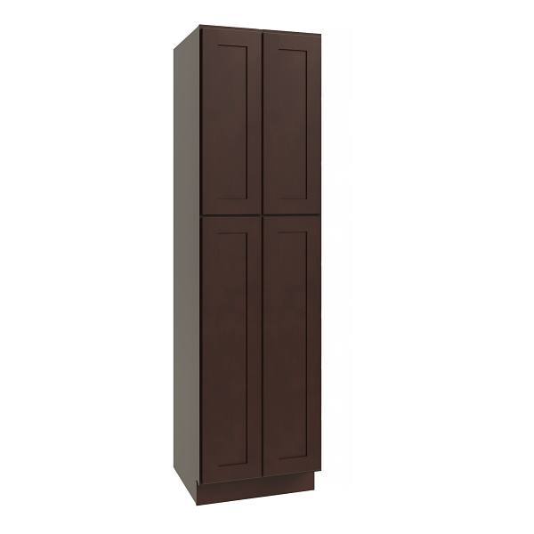 CNC Cabinetry Luxor Utility Cabinet, 3 Pull Out, 24"W X 90"H, Shaker Espresso