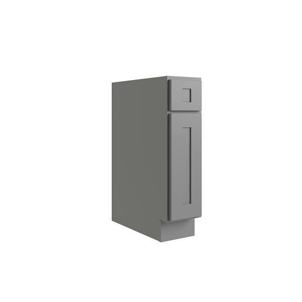 CNC Cabinetry Luxor 1-Door Base Cabinet, 5-Pc, Left, 9"W, Shaker Misty Grey