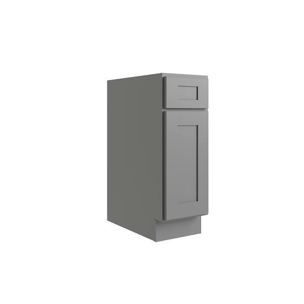 Cnc Cabinetry Luxor 12" Base Cabinet, 2 Pull Out, 5-Pc, Right, Shaker Misty Grey