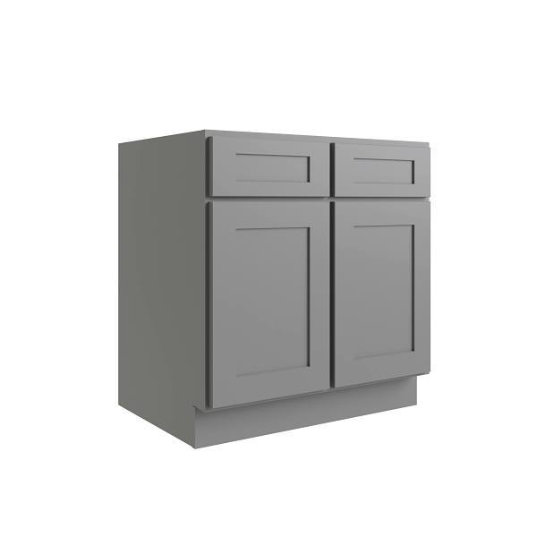 Cnc Cabinetry Luxor 30" 2-Door Sink Base Cabinet, 5-Pc Drawer, Shaker Misty Grey