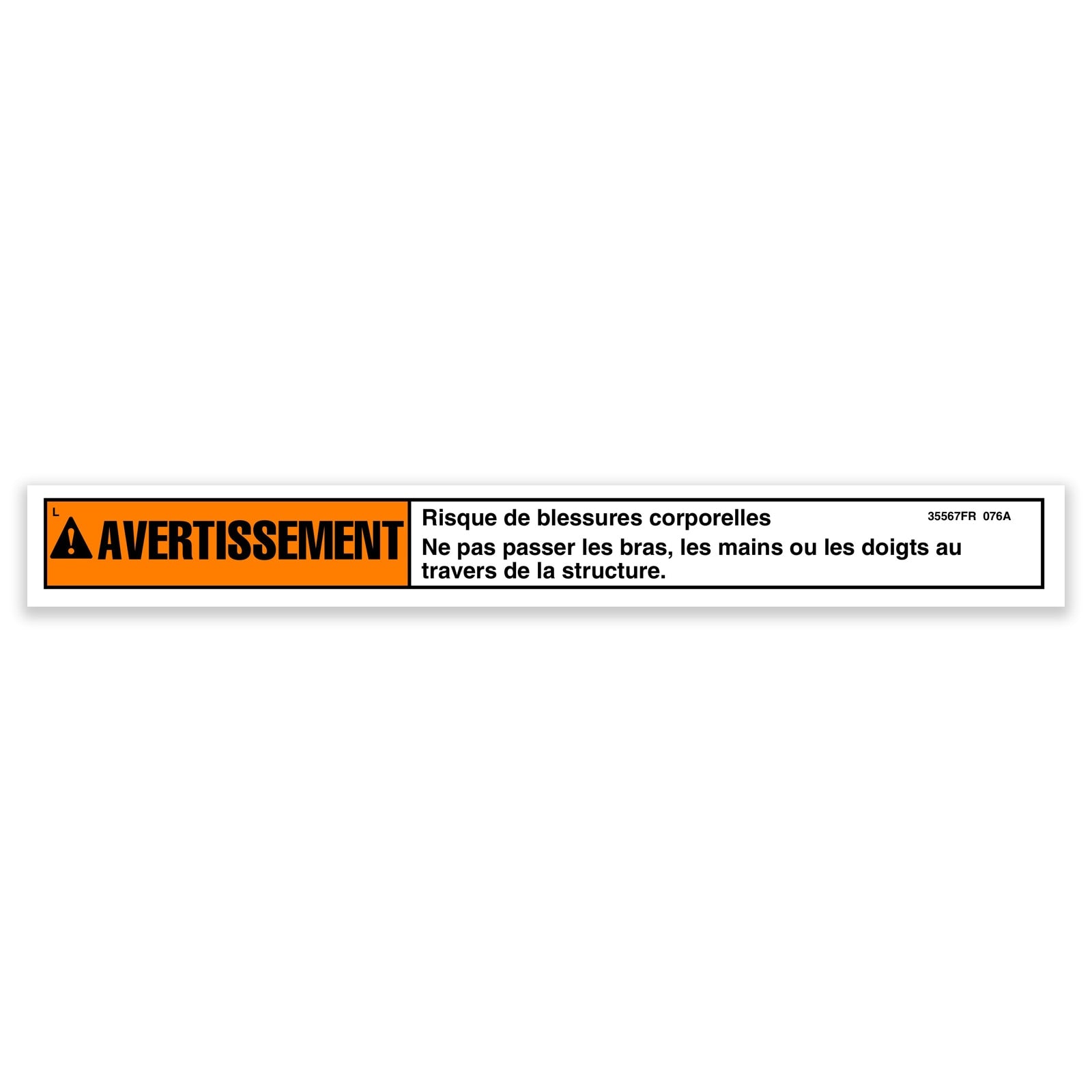 Genie Part # 35567FRGT – Decal, Warning, Injury Hazard