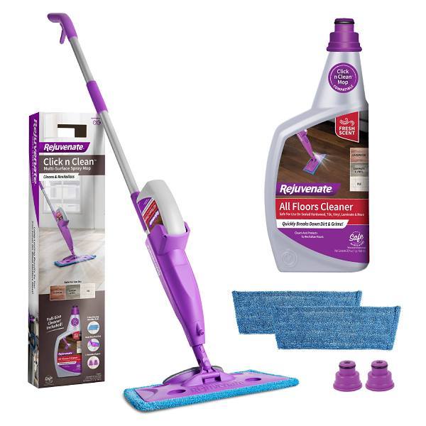 Rejuvenate Click N Clean Multi-Surface Microfiber Mop W/Sprayer-Duster Case Of 4