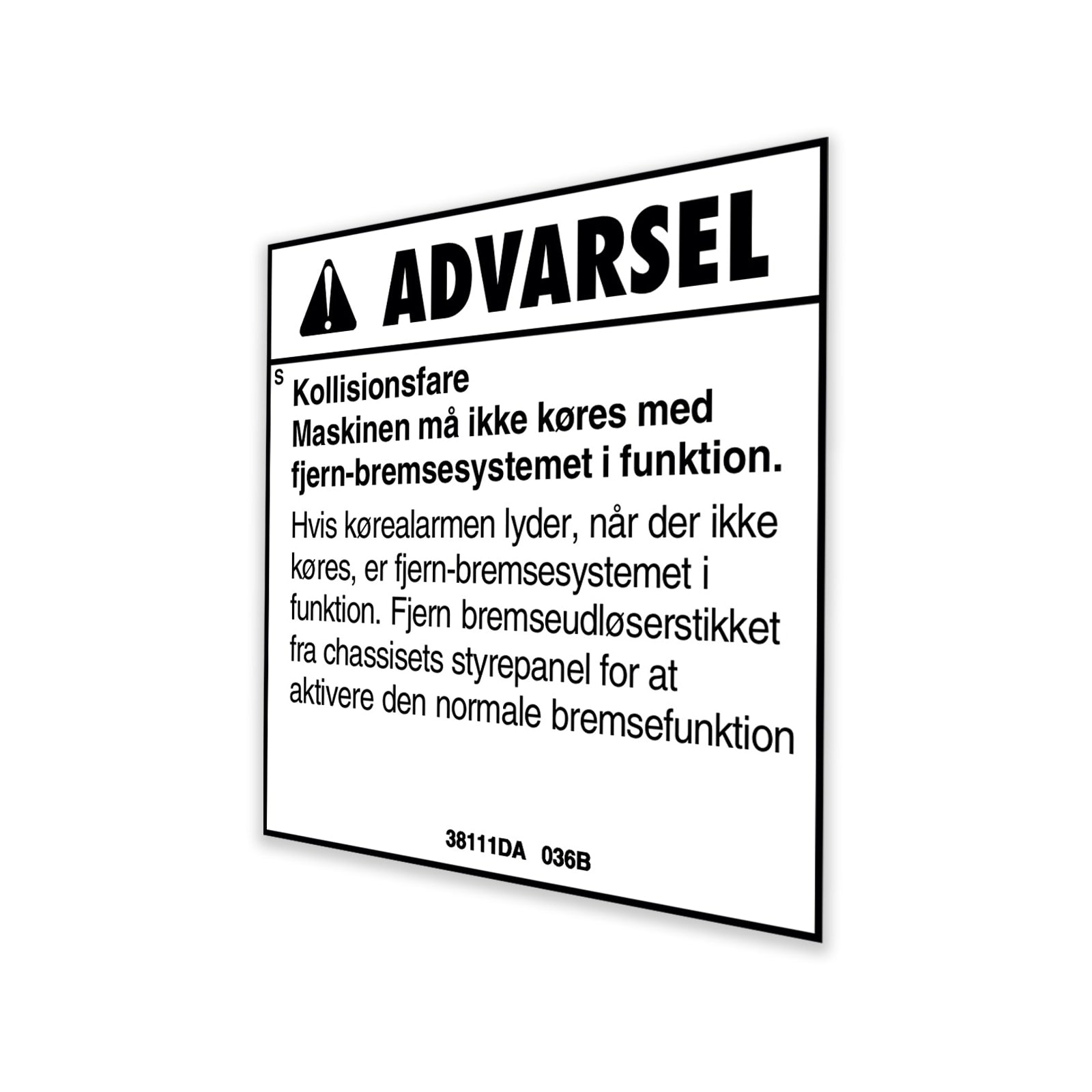Genie Part # 38111DAGT – Decal, Warning, Brake Release