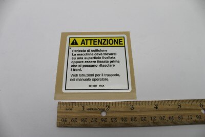 Genie Part # 38112ITGT – Decal, Caution, Brake Release