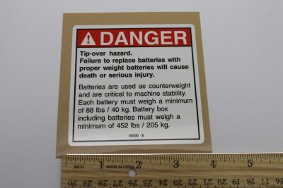 Genie Part # 40300GT – Decal, Danger, Tip-Over Battery