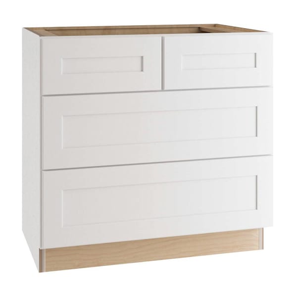 Newport 36 In. W X 24 In. D X 34.5 In. H Assembled Plywood Cooktop Base Kitchen Cabinet In Pacific White With Soft Close