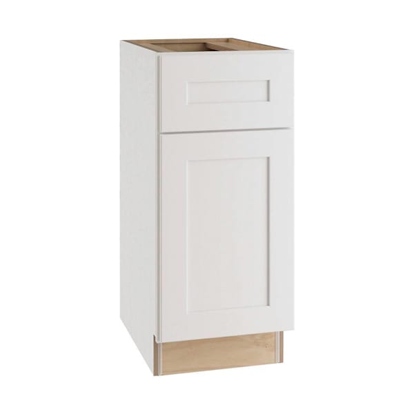 Newport 15 In. W X 24 In. D X 34.5 In. H Assembled Plywood Base Kitchen Cabinet In Pacific White With Soft Close LH