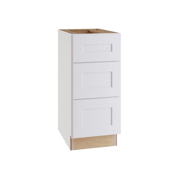 Newport 15 In. W X 24 In. D X 34.5 In. H Assembled Plywood Drawer Base Kitchen Cabinet In Pacific White With Soft Close