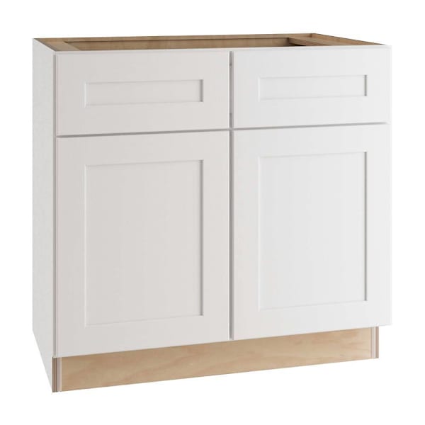 Newport 33 In. W X 24 In. D X 34.5 In. H Assembled Plywood Base Kitchen Cabinet In Pacific White With Soft Close