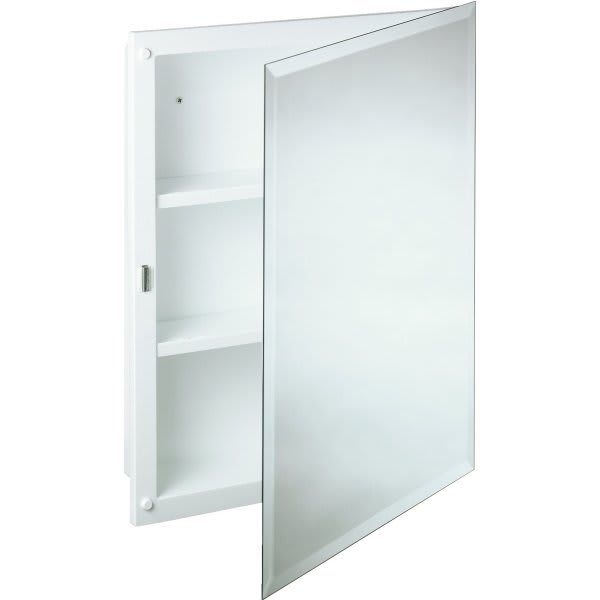 16W X 20"H Recessed Beveled Edge Mirrored Medicine Cabinet With Polystyrene Body