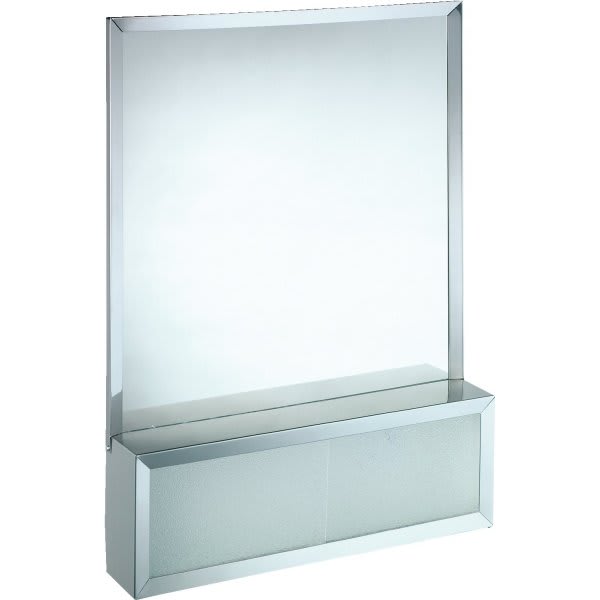 24W X 32"H Polished Stainless Steel Cosmetic Box With Attached Mirror