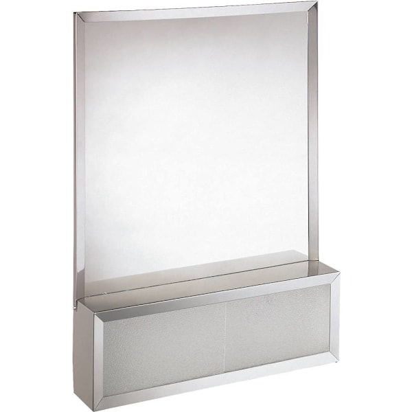 30W X 32"H Polished Stainless SteelCosmetic Box With Attached Mirror