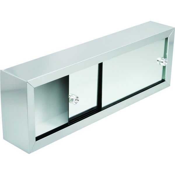 24W X 8"H Polished Stainless Steel Cosmetic Box With Mirrored Doors