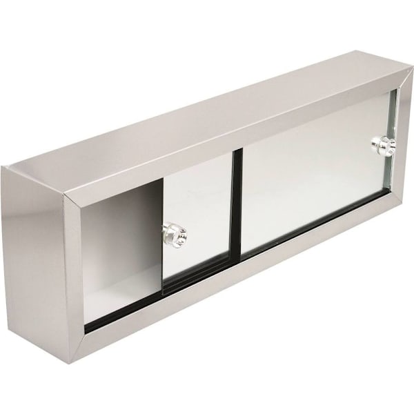 36W X 8"HPolished Stainless Steel Cosmetic Box With Mirrored Doors