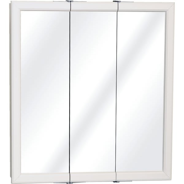 Zenith 30w X 26" Surface Mount White Tri-View Wood Mirrored Medicine Cabinet